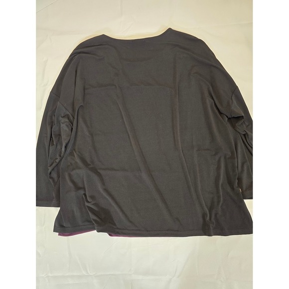 Calvin Klein Color Block Velvet Top Long Sleeve Pullover Blouse XL - Picture 2 of 10